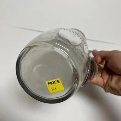 Antique Silver Overlay Early Etched Leaded Glass Pitcher 9-3/4" Tall in VG Preowned Condition.