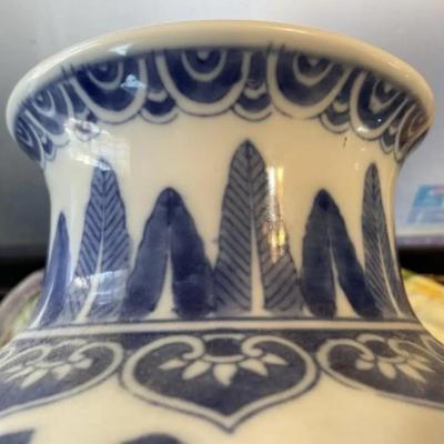 Chinese Blue & White Dragon Jar/Vase Heavy Porcelain Body Boldly Painted in Cobalt Blue w/4 Four-Clawed 12-1/2" Tall Preowned.