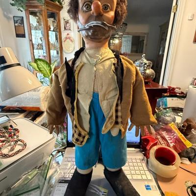 Vintage 1950’s Emmett Kelly Clown Hobo Doll w/Stand Preowned from an Estate as Pictured.