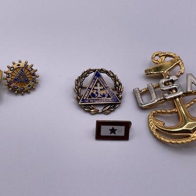 3 sterling pins and 2 gold filled pins
