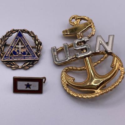 3 sterling pins and 2 gold filled pins