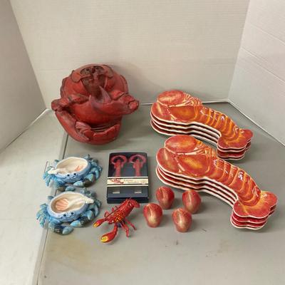 738 Lot of Fitz n Floyd Lobster Plates and Decor