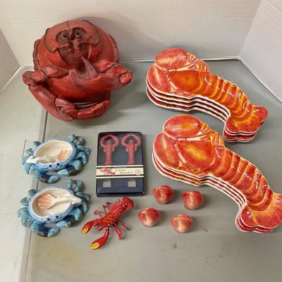 738 Lot of Fitz n Floyd Lobster Plates and Decor