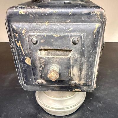 Sale Photo Thumbnail #661: A nice old kerosene automobile or carriage buggy lamp. Model 143, manufactured by C.M. Hall Co, out of Detroit, Mich U.S.A., per etchings on top. This company dissolved in 1926 so this item is definitely from the early 1900s era.