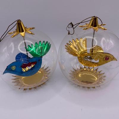 Resl Lenz vintage foil bird Christmas ornaments