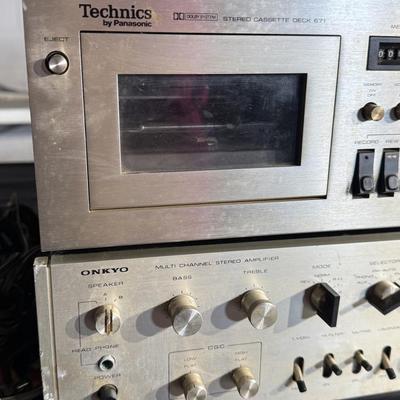 2-Technics Stereo Cassette Deck and Onkyo Multi Channel Stereo Amplifier