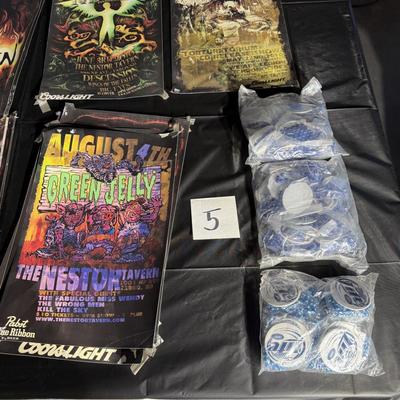 5-Band Posters and Miller Lite Bead Necklaces