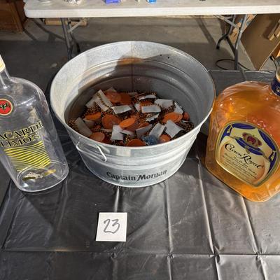 23-Captain Morgan Tub and Large Decor Bottles