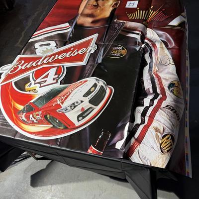 27–Large Poster and Budweiser NASCAR Metal Sign