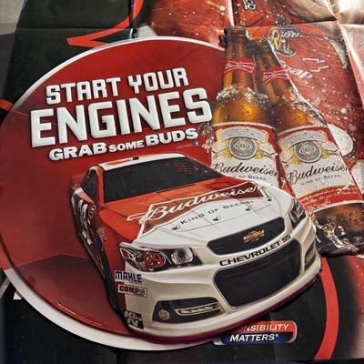 28-Large Poster and Budweiser Metal Sign