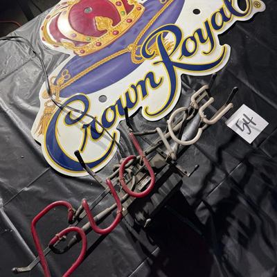 54-Nonworking Bud Ice neon light and Crown Royal beer sign