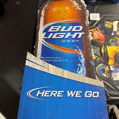 72-Metal bar signs and buckets