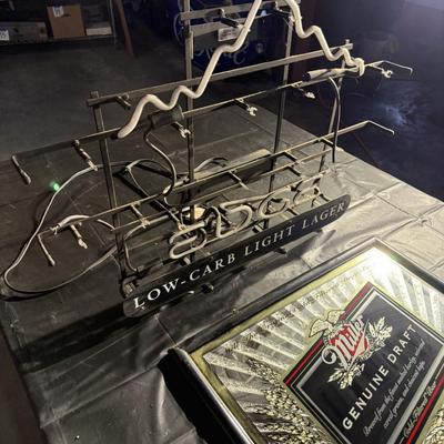 83-nonworking neon sign and mirrored bar sign