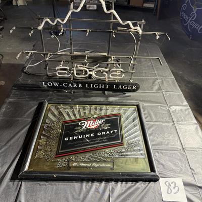 83-nonworking neon sign and mirrored bar sign