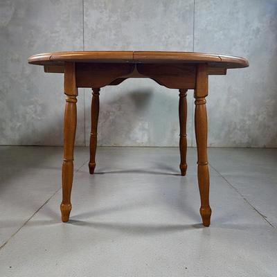 Vintage Drop Leaf Dining Table, Removable Leaf, And Six Press Back Chairs