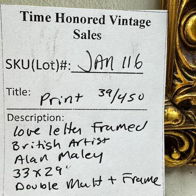 Sale Photo Thumbnail #285: 1993 Signed and numbered edition in gorgeous gold double frame. 39/450 Limited Edition Print : Lithograph
Size : 19.5x24 in  |  50x61 cm Beautifully and professionally Framed : 29x33.5 in  |  74x85 cm
Alan Maley British Artist: b. 1931-1995. Known for his