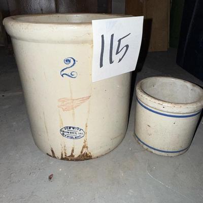 115-2 gallon Red Wing crock and Red Wing beater jar