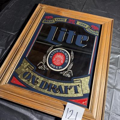 121-Mirrored Miller Lite Framed Piece