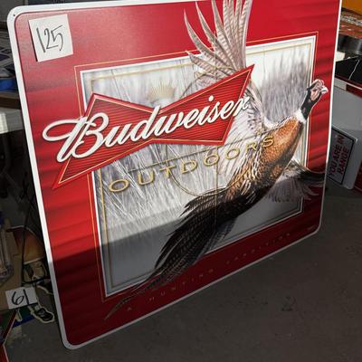 125-Large Budweiser Pheasant Metal Sign
