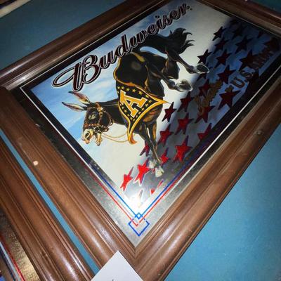 130-Budweiser Framed and Mirrored Pair