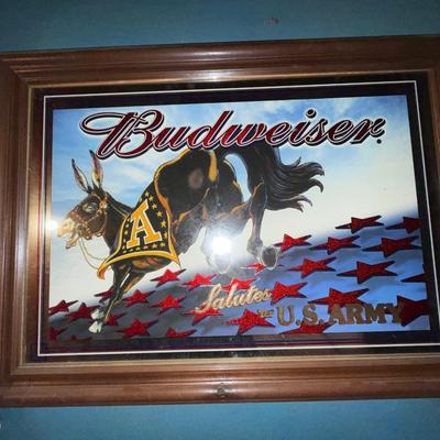130-Budweiser Framed and Mirrored Pair
