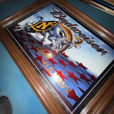 130-Budweiser Framed and Mirrored Pair
