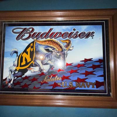 130-Budweiser Framed and Mirrored Pair