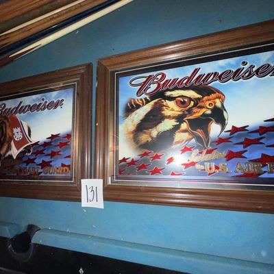 131-Budweiser Framed and Mirrored Pair
