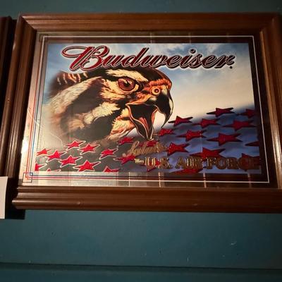 131-Budweiser Framed and Mirrored Pair