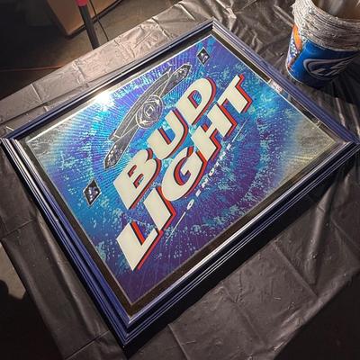135-Bud Light framed and metal buckets