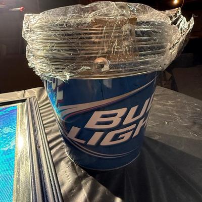 135-Bud Light framed and metal buckets