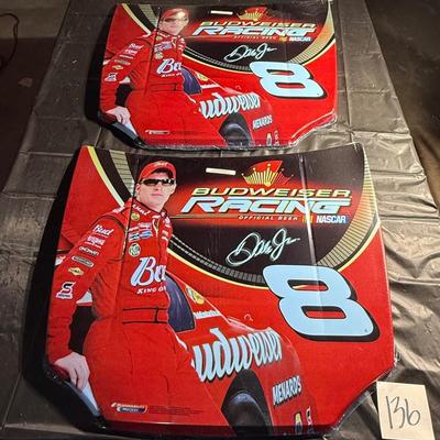 136-Pair of Budweiser NASCAR Hood signs