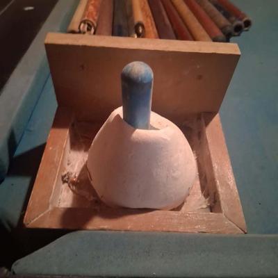 142-Pool Table and Cues, Rack, brush and chalk