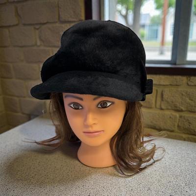 Acrylic and Wool Scarf, Blue Scarf and Black Ladies Hat