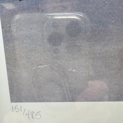 Sale Photo Thumbnail #308: Large framed he image is a limited edition lithograph titled Seascapes by the late artist Patti Bannister. The print is signed and numbered, with an edition size of 485.  It was created in 1990 and measures 21" x 17". Framed size is  20 X 24X2 No shipping