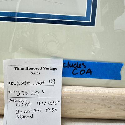 Sale Photo Thumbnail #309: Large framed he image is a limited edition lithograph titled Seascapes by the late artist Patti Bannister. The print is signed and numbered, with an edition size of 485.  It was created in 1990 and measures 21" x 17". Framed size is  20 X 24X2 No shipping