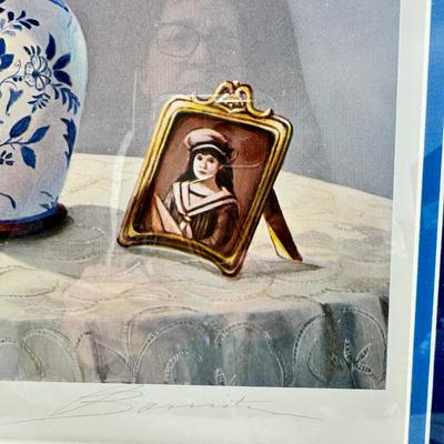 Sale Photo Thumbnail #310: Large framed he image is a limited edition lithograph titled Seascapes by the late artist Patti Bannister. The print is signed and numbered, with an edition size of 485.  It was created in 1990 and measures 21" x 17". Framed size is  20 X 24X2 No shipping