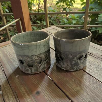 Set Of 4 Otagiri Soma Ware (Somayaki) Double walled Teacups