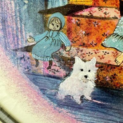 Sale Photo Thumbnail #356: 1988 The item is a framed limited edition print titled "I Love You Grandma" by artist P. Buckley Moss. 
It is a limited edition piece, often hand-signed and numbered by the artist. 
The image depicts a young girl on a staircase with cats. 20 X 20"