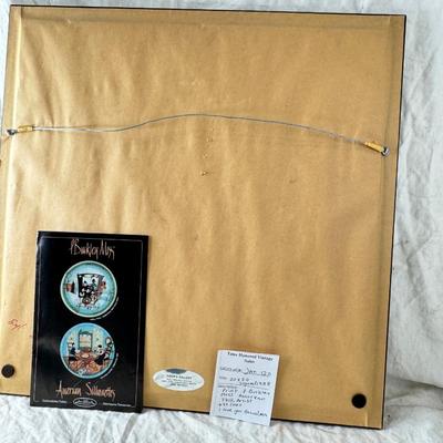 Sale Photo Thumbnail #357: 1988 The item is a framed limited edition print titled "I Love You Grandma" by artist P. Buckley Moss. 
It is a limited edition piece, often hand-signed and numbered by the artist. 
The image depicts a young girl on a staircase with cats. 20 X 20"