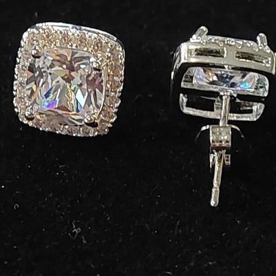 14kt White Gold Overlay Sterling Silver Earrings