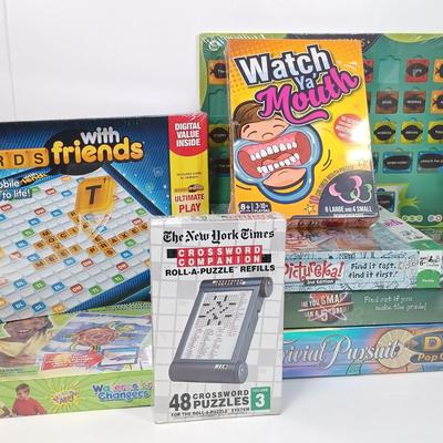 LOT 129: NIP Games - Trivial Pursuit DVD Pop Culture, PictureMate! 2nd Edition, Words with Friends & More