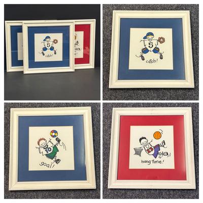 LOT 136: Framed 12" x12" Sport Themed Art Prints
