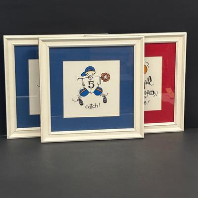 LOT 136: Framed 12" x12" Sport Themed Art Prints