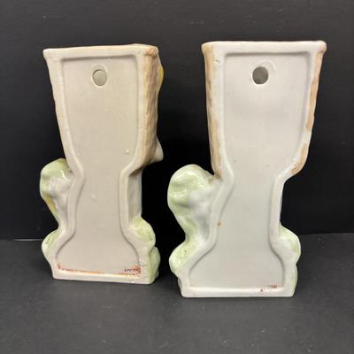 LOT 138: Vintage Japan Lusterware Porcelain Figural Wall Pockets & More