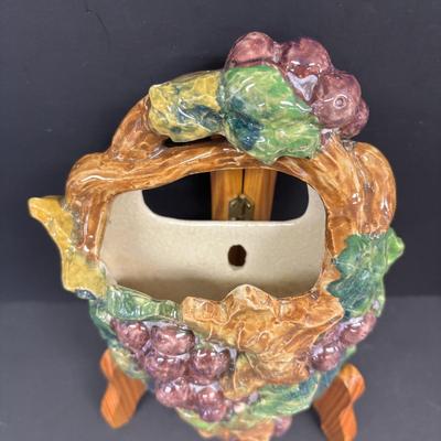 LOT 139: Vintage Japan Porcelain Wall Pockets: Cuckoo Clock, Grapes/Fruit, Cherries & Floral