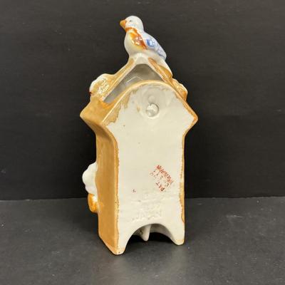 LOT 140: Vintage Japan Porcelain/Ceramic Wall Pockets: Rooster, Cuckoo Clock, Boy w/Puppy & Boy w/Bird
