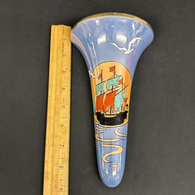 LOT 141: Vintage Japan Lusterware Porcelain Figural Wall Pockets: Art Deco, Ship & Floral