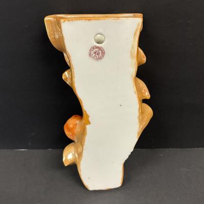 LOT 142: Vintage Floral Japan Lusterware Porcelain Figural Wall Pockets