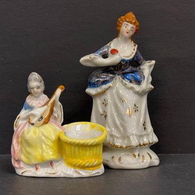 LOT 144: Vintage Hand-Painted Victorian Lady Porcelain Figural Wall Pockets & More